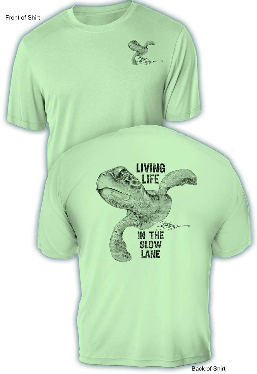 Slow Lane Turtle B&W- UV Sun Protection Shirt - 100% Polyester - Short Sleeve UPF 50